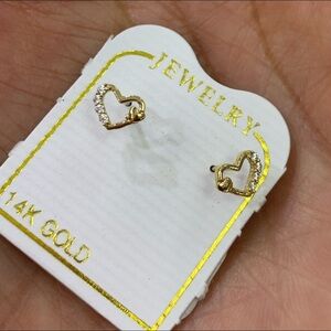 14k Solid Yellow Gold Heart Earrings screw back